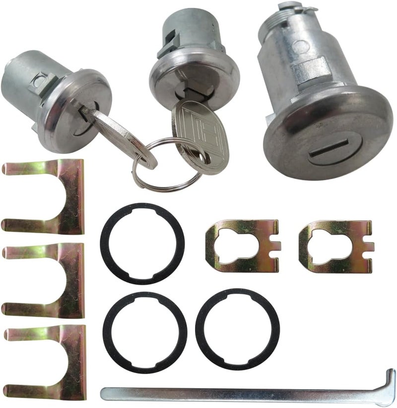 XSPANDER Doors Trunk Lock Key Cylinder w/Keys #608307#605533 Set Fit for Chevrolet Camaro Z28 Coupe 2-Door 5.0L 305Cu. In. V8 GAS OHV Naturally Aspirated 1982 1983 1984 1985 (2025 Updated) - Image 1